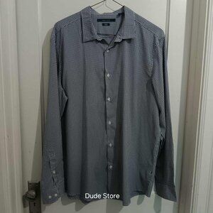 Perry Ellis Slim Fit Stretch Men's Shirt - Size: XXL - Black Checkered